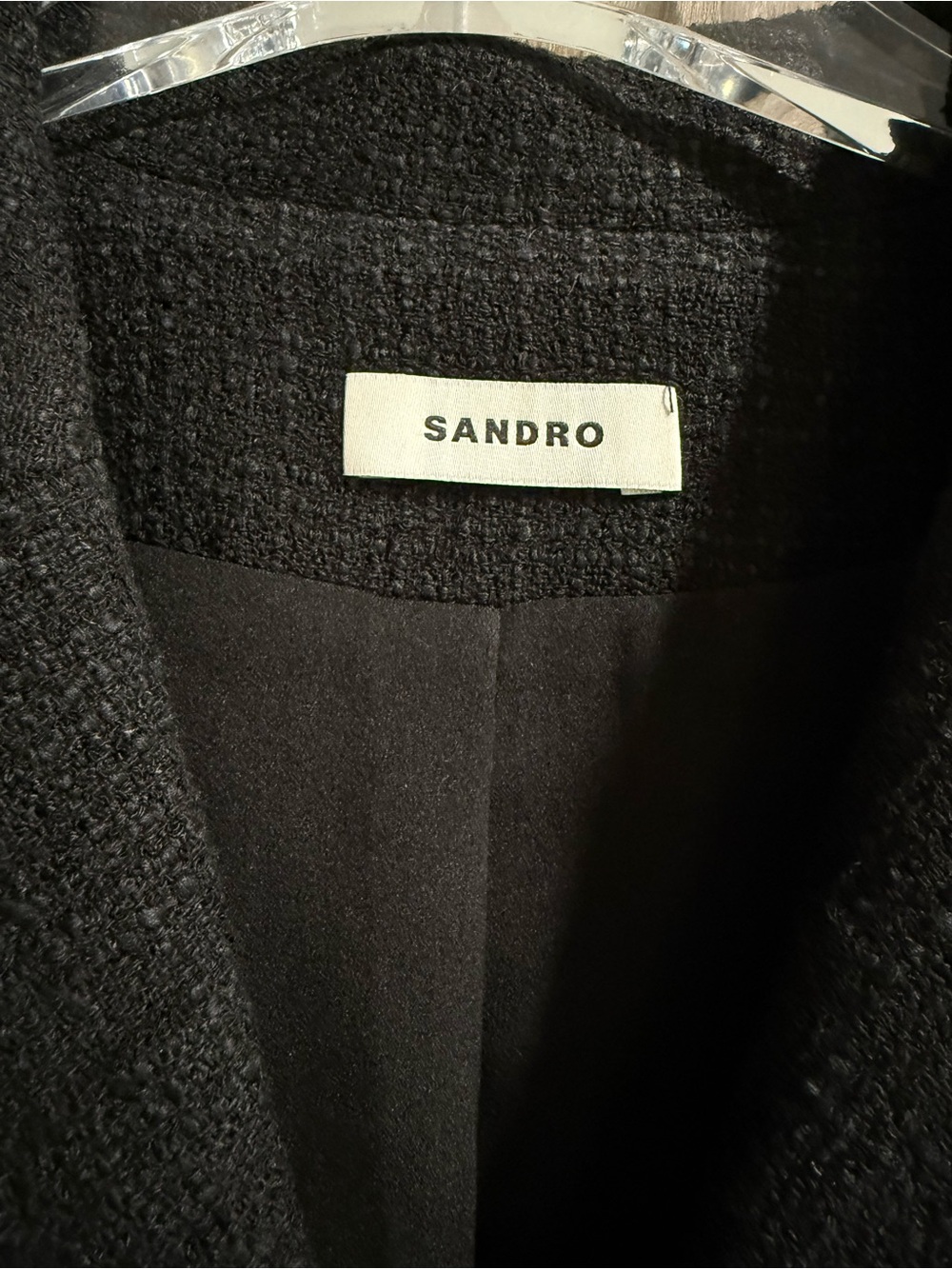 Sandro Black Short-Sleeve Button-Front Tweed Mini Dress - Picture 5 of 10